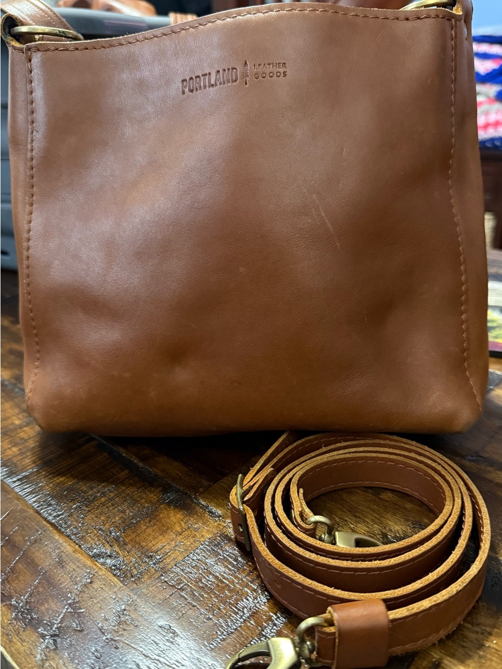 Portland Leather Brown Leather Messenger Crossbody Bag